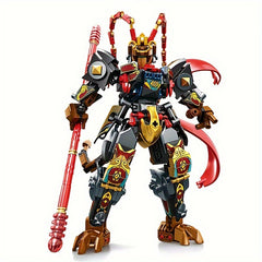 Chinoiserie Hero Warrior Robot Building Blocks Set with Red Sword