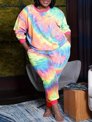 Tie Dye Top & Joggers Set Long Sleeve Pullover Outfit