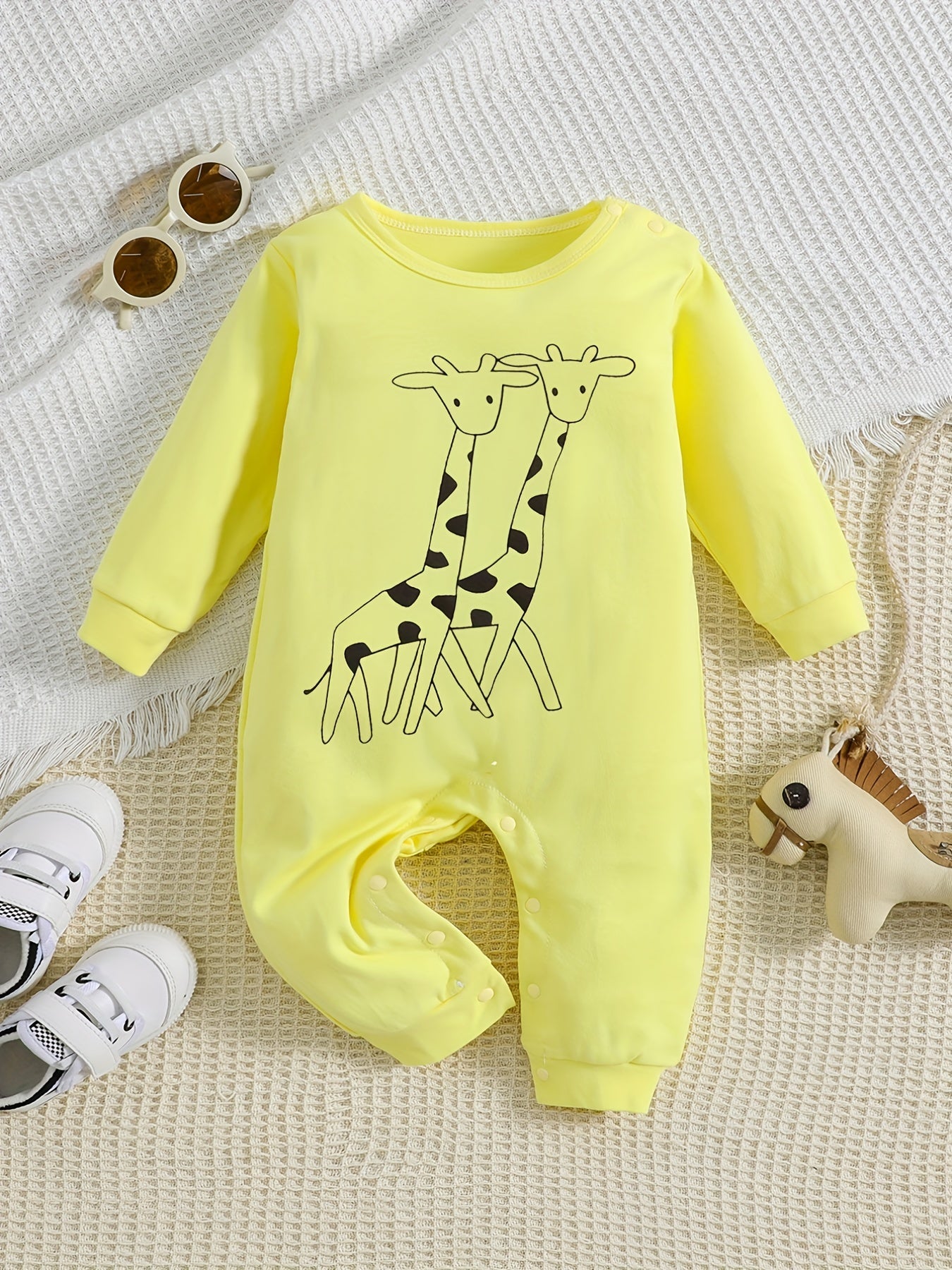 Cartoon Print Long Sleeve Baby Onesie Romper