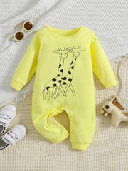 Cartoon Print Long Sleeve Baby Onesie Romper