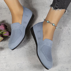 Women's Mesh Panel Pattern Shoes Slip On Round Toe Flat Shoes