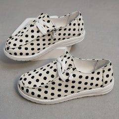 Women's Polka Dot Canvas Shoes Lace Up Lightweight Flat Shoes