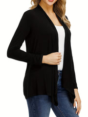Casual Cardigan Women's Plus Solid Long Sleeve Open Front