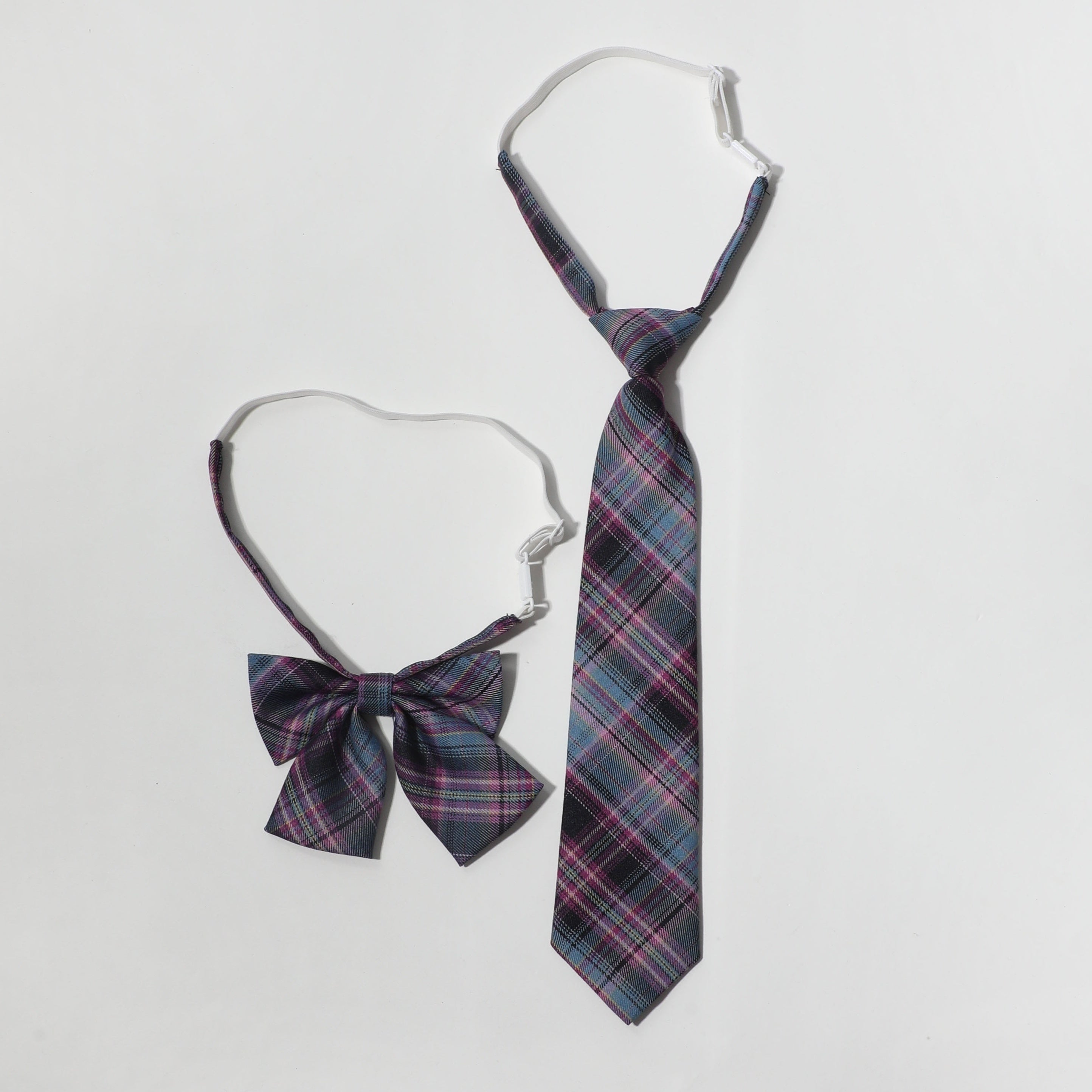 2pcs Red Plaid Bow Tie Neck Tie College Style Dress Shirt Accessory