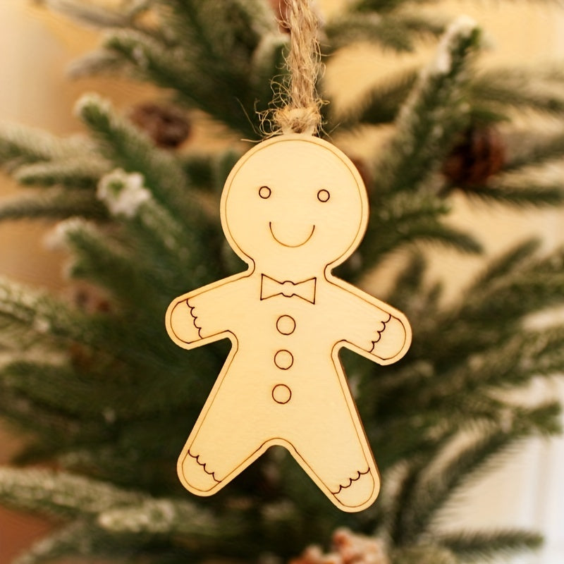 10pcs Wooden Christmas Decorations Boy DIY Natural Wood Chips