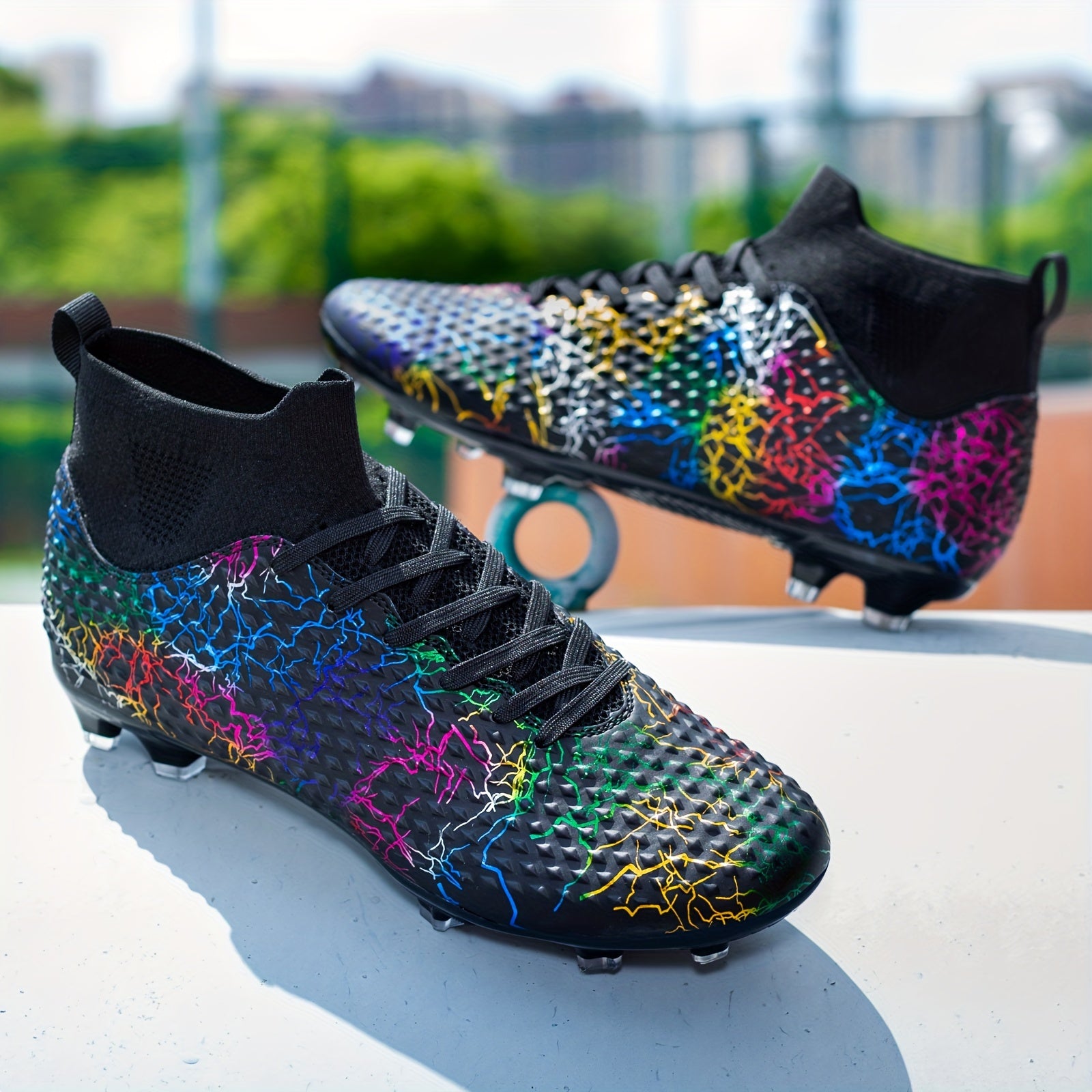 Boys' High Top Non Slip AG Football Cleats Soccer Shoes