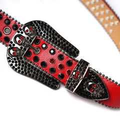 Rhinestone Men's Skull Belt Western Cowboy Stylish Belt Metal Buckle Bling Belt