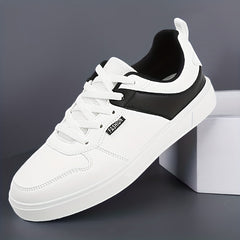 Men's PU Leather Skate Shoes Casual Comfy Lace Up Sneakers