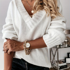 Sweater Women's V Neck Pullover Jumper