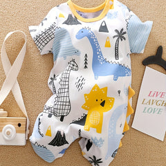 Baby Dinosaur Print Romper Short Sleeve Jumpsuit