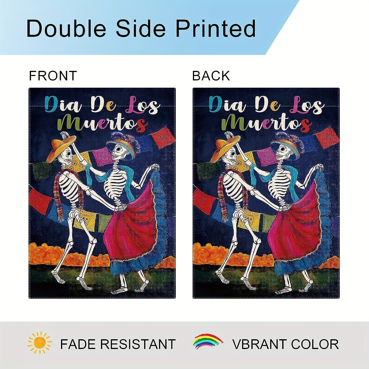 Halloween Of The Dead Garden Flag Dia De Los Muertos Dance Skull Yard Flag