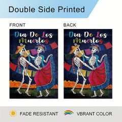 Halloween Of The Dead Garden Flag Dia De Los Muertos Dance Skull Yard Flag