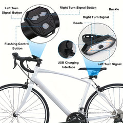 Wireless Remote Bicycle Turn Signal Light USB Rechargeable