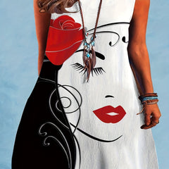 Floral Print Cut Out Tank Dress