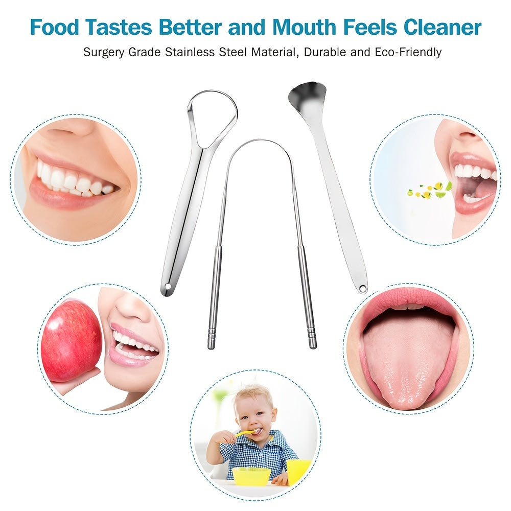 Portable Stainless Steel Tongue Scraper Set