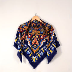 Boho Square Scarf Frayed Edge Tassel Shawl Casual Windproof Head Wrap
