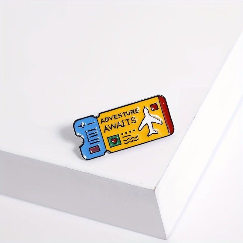 Stylish Airplane Ticket Brooch Metal Pin Buckle Accessory