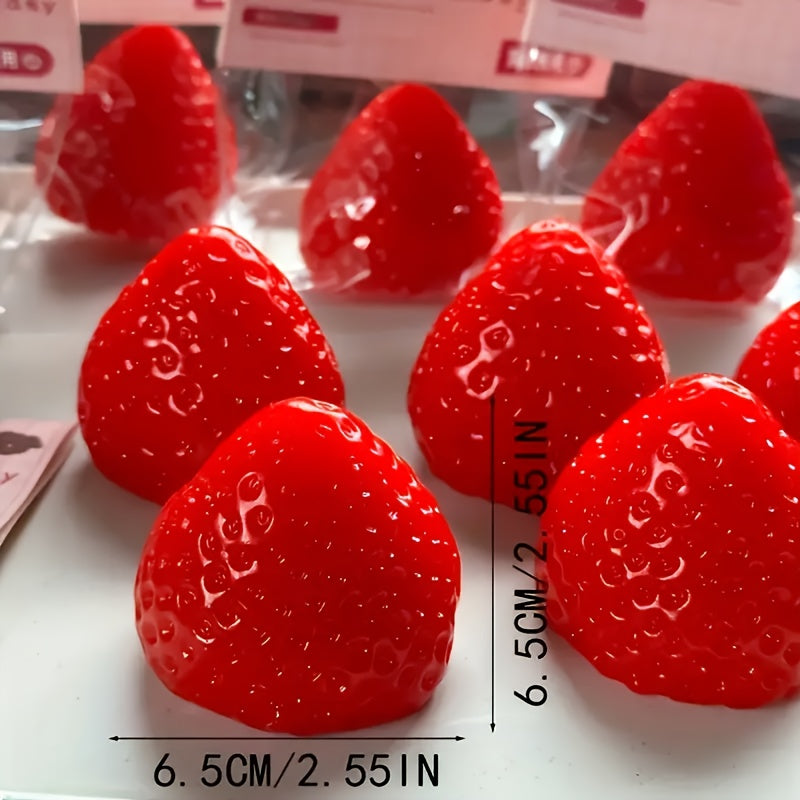 3PCSTPR Strawberry Stress Relief Squeezing Toy Soft Silicone Texture DIY Home