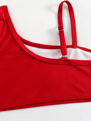 Girls Bikini Swimsuit 2pcs Sleeveless Cami Top Ruffle Decor & Briefs