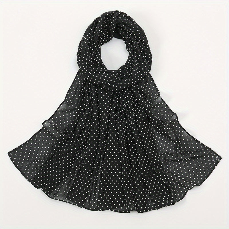 Polka Dot Thin Scarf Solid Shawl Women Hijab Casual Windproof Head Wrap