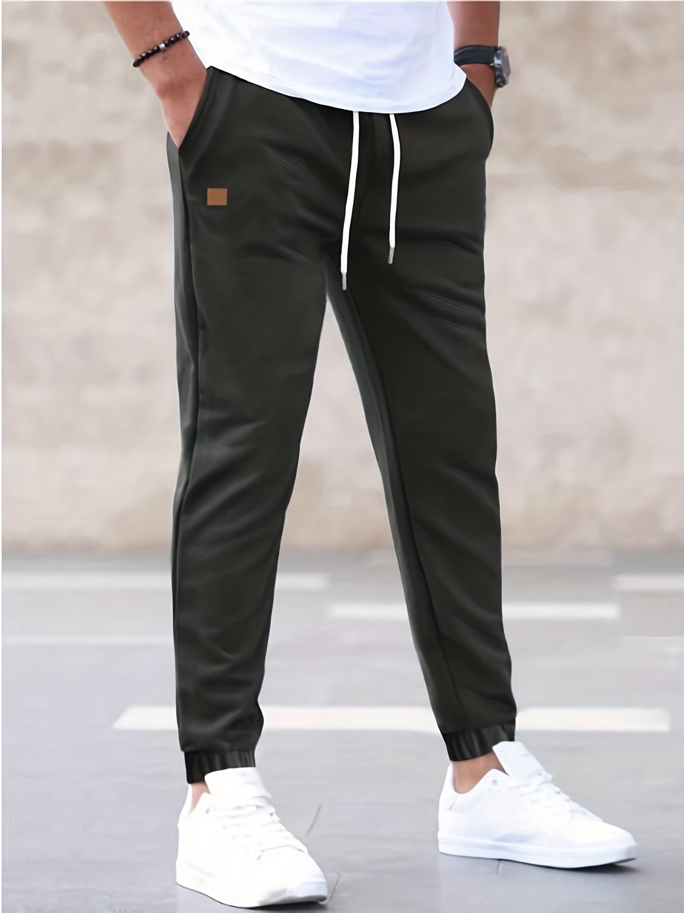 Solid Drawstring Sweatpants Loose Fit Casual Joggers For Spring Autumn