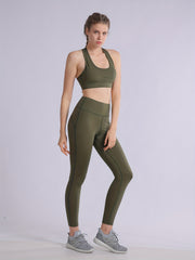 2pcs Solid Yoga Sports Bra & Leggings Set Women's Activewear