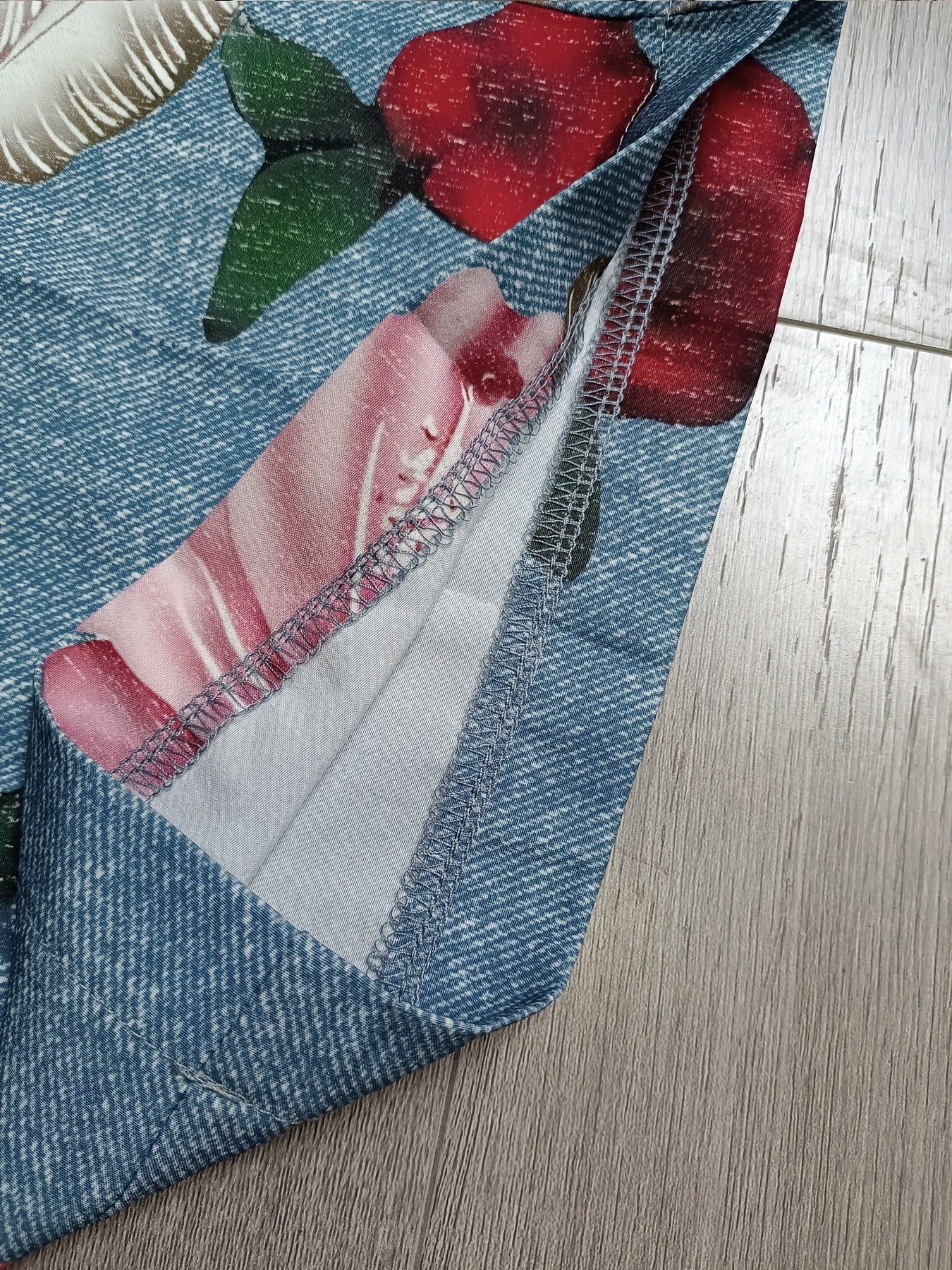 Rose Print Square Neck Overalls Jumpsuit