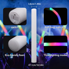 Colorful Flash LED Foam Glow Stick Party Favors Pack Of 8