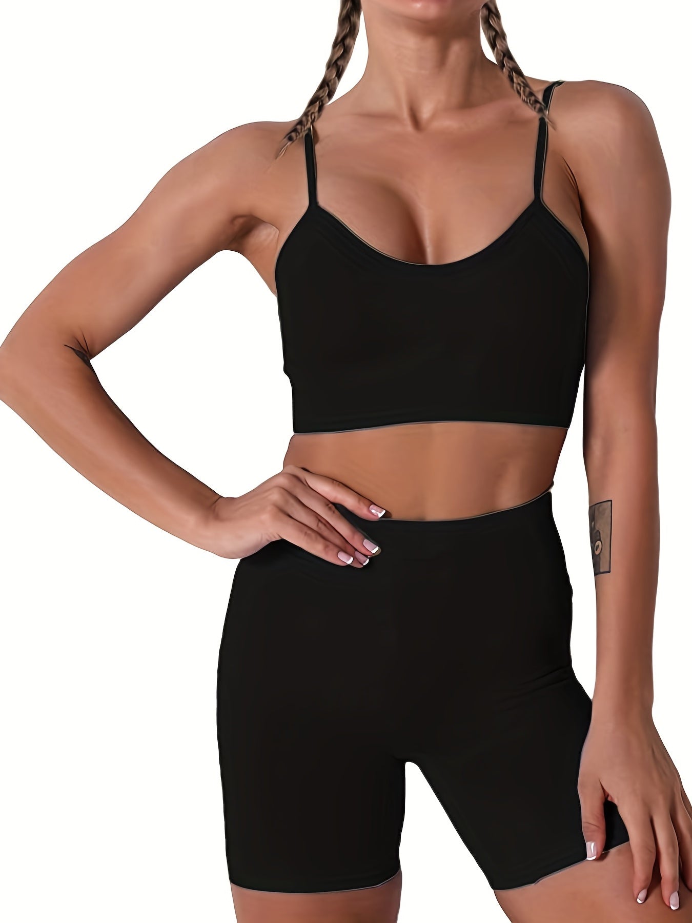 Bodycon Bra & Shorts Sports Set Women's Activewear
