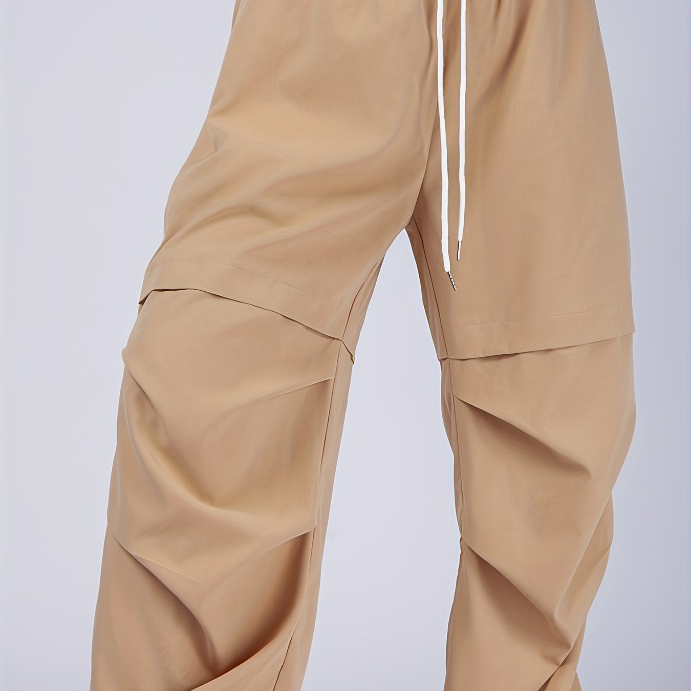 Women's Plus Solid High Rise Cargo Trousers With Pockets