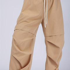 Women's Plus Solid High Rise Cargo Trousers With Pockets