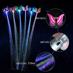2pcs Butterfly LED Glitter Hair Braid Luminous Hairpin Hair Accessories Girls