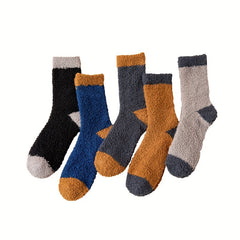 Colorblock Fuzzy Socks Warm Mid Tube Stockings