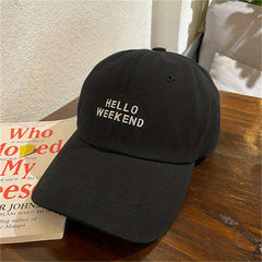 Casual Baseball Hello Weekend Embroidery Cotton Sun Hats Man Unisex Dad Hats