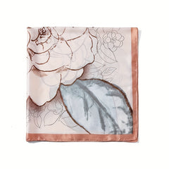 Apricot Flower Bandana Rose Satin Neckerchief Silk Scarf
