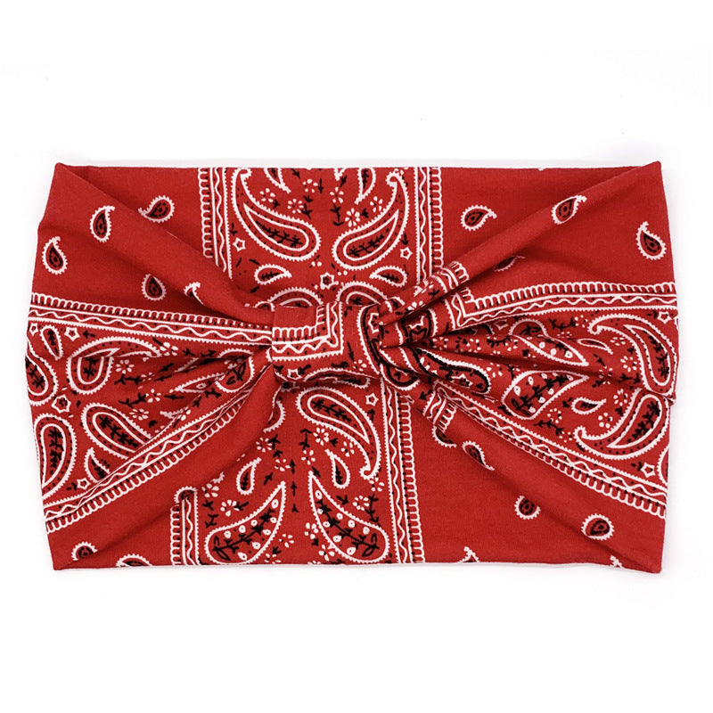 Paisley Print Headband Wide Solid Stretch Sports Hair Band for Women
