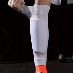Men's Grip Soccer Socks And Shin Guard Set Non Slip Calf Sleeves