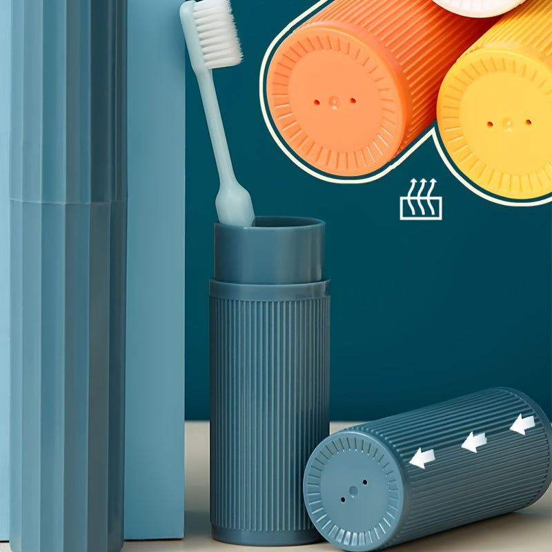 Thick Striped Travel Wash Cup Set Portable Toothbrush Holder