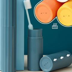 Thick Striped Travel Wash Cup Set Portable Toothbrush Holder