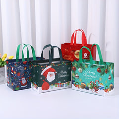 4pcs Gilding Christmas Gift Bags With Handles, Reusable Grocery Bags