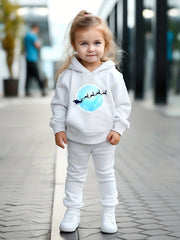 Christmas Night Print Outfits 2pcs Kids Hoodies Jogger Set