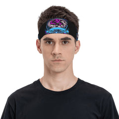 Unisex Sports Headband Sweat Wicking Stretchy Polyester Bull & Snake