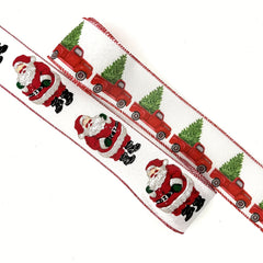 4.57M Christmas Wired Ribbon Xmas Tree Santa Red Truck Burlap Ribbon