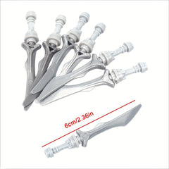 9pcs Silvery Weapon Building Blocks Knight Warrior Duel Toy Acces