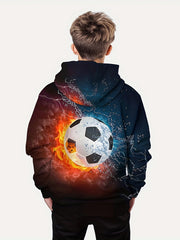 Football 3D Print Boys Hooded Sweatshirt Spring Fall Kids Hoodie