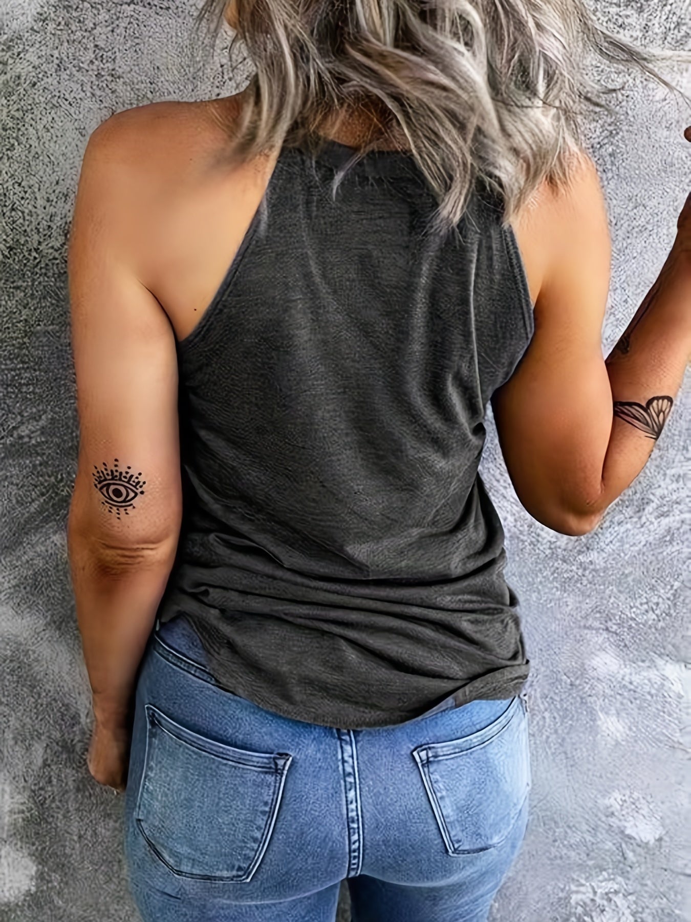 Coconut Tree & Letter Print Tank Top Casual Halter Neck Sleeveless Top