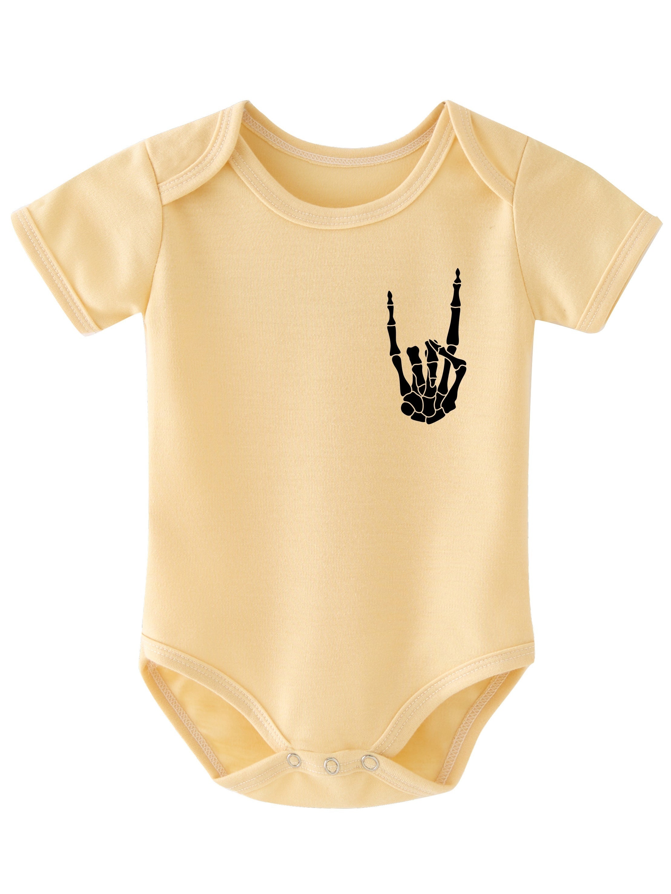 Funny Skull Hand Baby Romper Short Sleeve Bodysuit