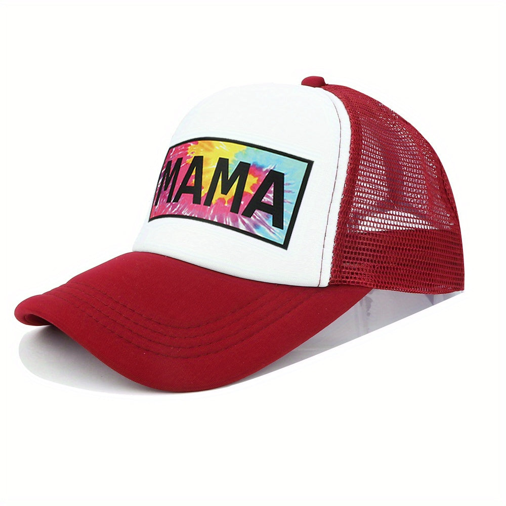 MAMA Print Trucker Hat Adjustable Baseball Cap Mesh Sports Dad Hats For Women
