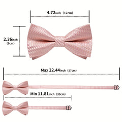 DiBanGu Silk Bow Tie Set with Pocket Square, Lapel Pin & Cufflinks