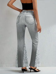 Floral Print High Waist Flare Leg Pants